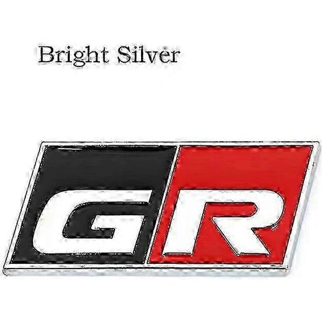 3D-Metalllogo GR Sport Emblem Kofferraumaufkleber für Toyota RZ RC RS Yaris Corolla CH Harrier Camry GR Sport Emblem Zubehör GR hellsilber (1/5)