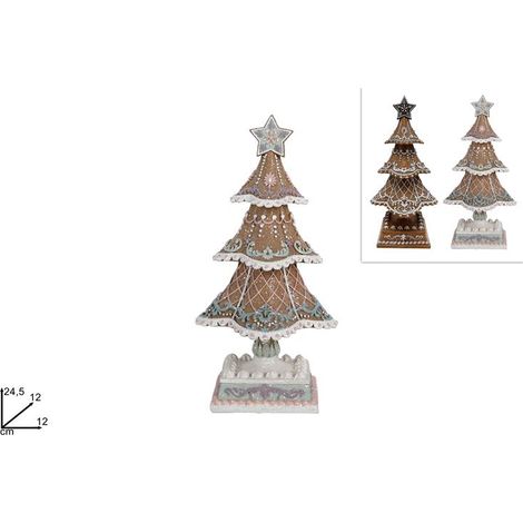 Decorazione Natalizia Albero di Natale in Ceramica Decoro Biscotto 24 cm 2 Colori