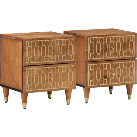Nachttische 2 Stk. 40x33x46 cm Massivholz Mango