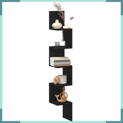 Étagère d'angle - 862656 - Chêne noir - 20 x 20 x 127,5 cm - 5 étagères (1/5)