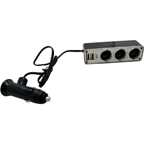 Dreifach Zigarettenanzünder 12V/24V - HTC EQUIPEMENTS - mit 2 USB-A 3,1A - Gesamtleistung 5A