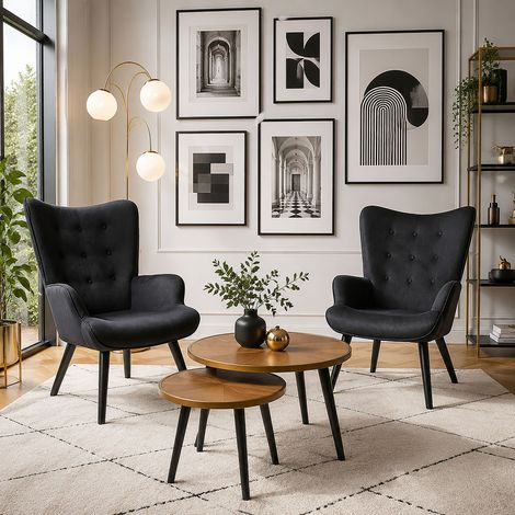 Lot de 2 Tables Gigognes - HOME DECO FACTORY - Félix - Rondes - Bois - Multicolore