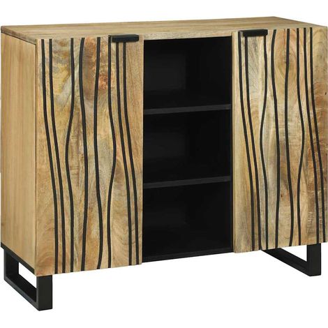 Sideboard Braun 90 x 33 x 75 cm massives Mangoholz
