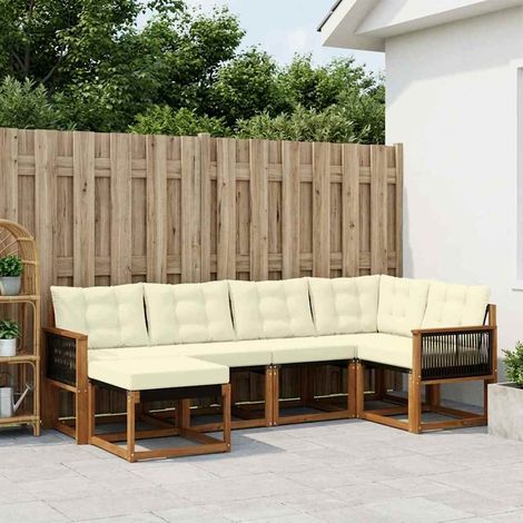 vidaXL Outdoor-Sofagarnitur mit Kissen 6 pcs Natur und Creme (1/5)
