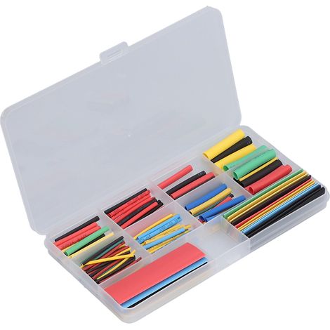 Kit de 164 gaines thermorétractables en polyoléfine pour câbles électriques. Assortiment de manchons isolants. (1/5)