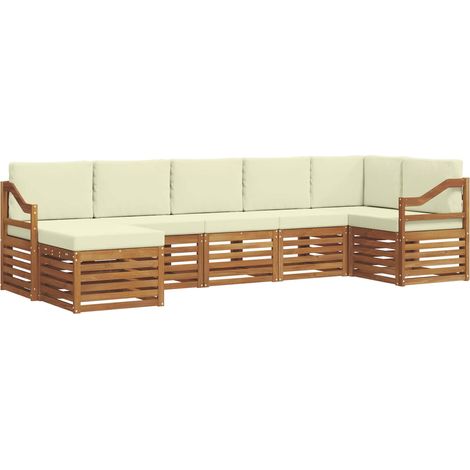 Outdoor-Sofagarnitur 7 Stk. Natur und Creme vidaXL (1/5)