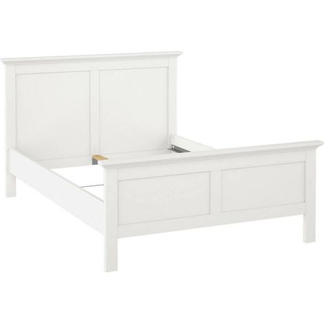 Dmora - Letto piazza e mezza Phanfone, Sommier per camera da letto, Giroletto per stanza, Struttura porta materasso, 201x158 h110 cm, Bianco