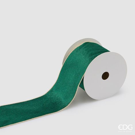 EDG Enzo De Gasperi Nastro in Velluto Green Gold 8,9 cm x 10 m – Decorazione di Natale (1/2)