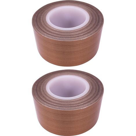 2x Ruban adhésif PTFE anti-adhérent haute température Bande Tissu de verre enduit Imprimante 3D Machine sous vide, marron 30mm x 10m (1/5)