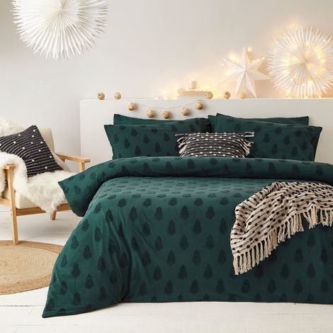 Ensemble de Housse de Couette Simple Tufted Tree, Coton, Vert pin (1/5)