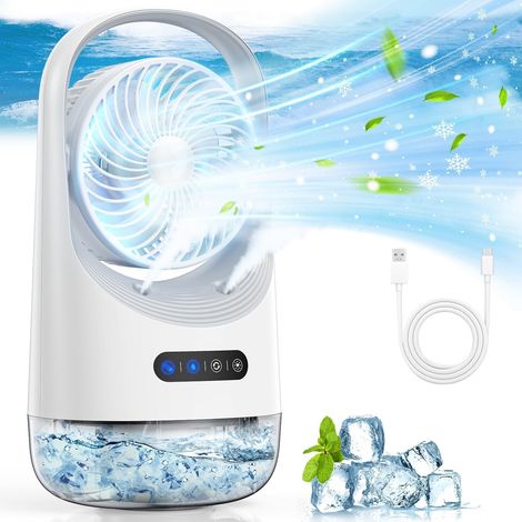 Climatiseur portable 3 en 1, mini refroidisseur USB, trois vitesses de ventilation, réservoir d'eau de 400 ml (1/5)