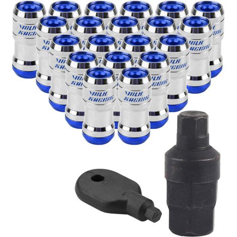 Naroote Écrous de Roue, écrous de Camion, écrous de Roue en Matériau forgé à Froid avec 20 écrous de Blocage pour Roues de Rechange (Blue) (1/5)