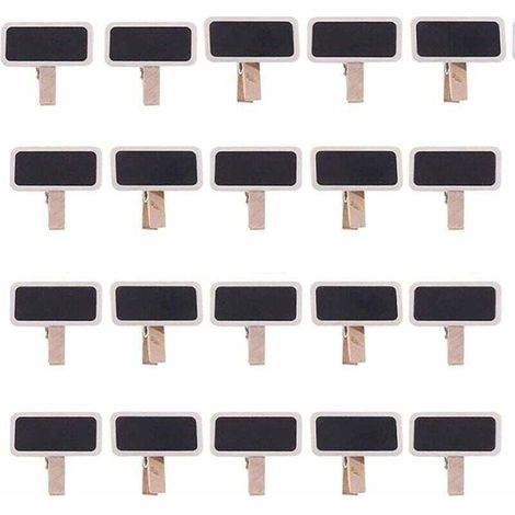 50 Mini Tableau Noir Bois Message Rectangle Ardoise A Pince Clip Carte Panneau Memos Etiquette Prix Marque Place Numero Table/Photo/Tags/Décoration Mariage-Fei Yu
