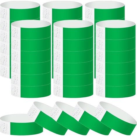 Pack of 200 Paper Wristbands, Event Identification Bracelet, Waterproof Adhesive Wristband for Festivals, Parties, Events, Travels (Green) (1/5)