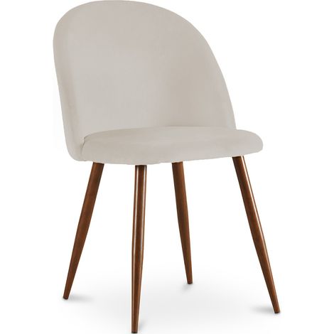 Privatefloor – Chaise de salle à manger tapissée velours – Design scandinave – Coussin rembourré – Pieds en bois et métal – Dimensions 57x50x79cm (1/5)