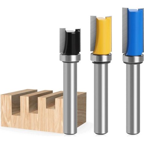 Tres fresas de carburo de 8 mm con cojinetes superiores,adecuadas para fresado frontal,fresado con carburo,carpintería y proyectos de bricolaje (1/5)