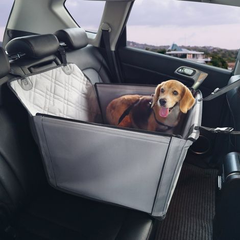Siège d'auto pour chiens petits moyens grands 22 kg, siège rehausseur imperméable pour chien, avec cadre de support, laisse de sécurité à clipser, lit de voiture pour animal de compagnie, gris (1/5)
