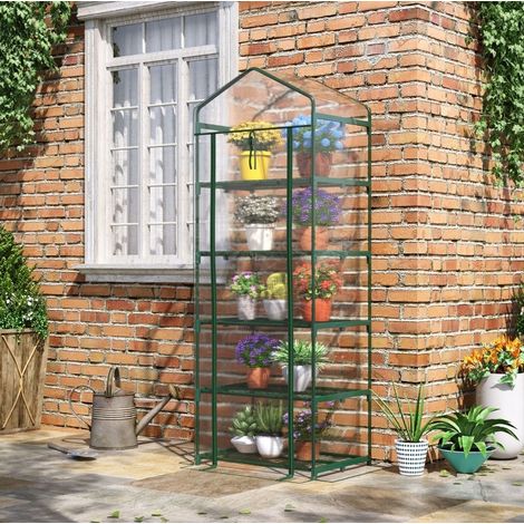 Mini serra tunnel a 5 ripiani per fiori e ortaggi, 69 x 49 x 193 cm, trasparente verde (1/5)