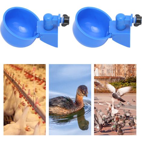 Lot de 2 abreuvoirs pour volailles, nouveau modèle avec fermeture automatique lorsque le réservoir est plein. Abreuvoir pour poussins de type Bluebird + abreuvoir automatique à vis noire G1/8 (filetag (1/5)