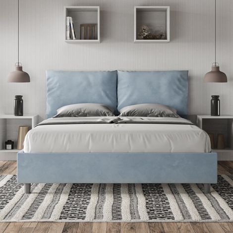 Letto contenitore da 160x190 in microfibra azzurro Antea (1/5)