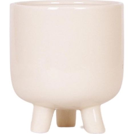 Cache-pot décoratif en céramique, finition lisse, coloris travertin, Ø 12 cm - PANGIVO