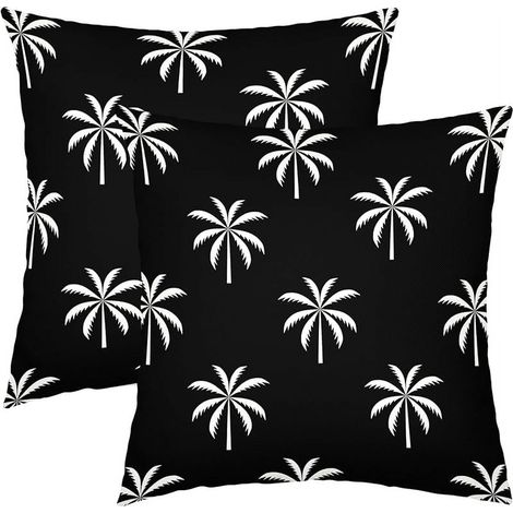 Housse De Coussin - 45 x 45 cm - Lin Coton - Motif Pastèque Et Rayures Vert Rouge - Usage Intérieur Extérieur - Lot De 2 (1/5)