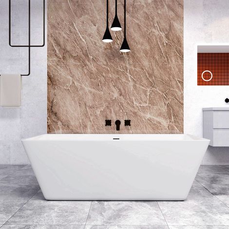 Vasca da Bagno a Isola 170x80x58 cm Vasca da Bagno Freestanding in Acrilico Bianco Rettangolare (1/5)