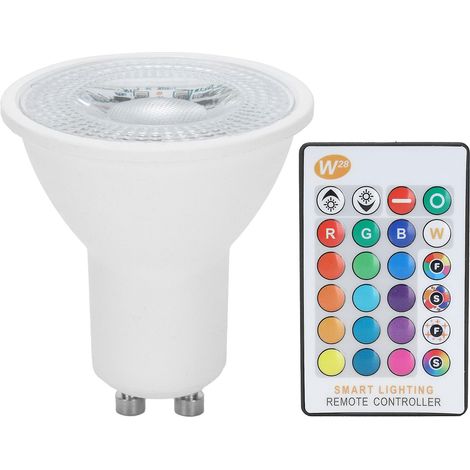 Spot LED GU10 8W avec télécommande, couleurs RGBW, pour chambre ou salon, 90-240V (1/4)