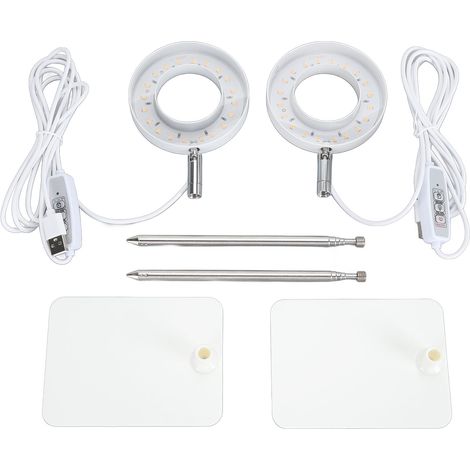 Set mit 2 Vollspektrum-LED-Pflanzenlampen mit einstellbarer Höhe und Helligkeit, 2/4/8-Stunden-Timer, USB-Anschluss, für Zimmerpflanzen (1/5)