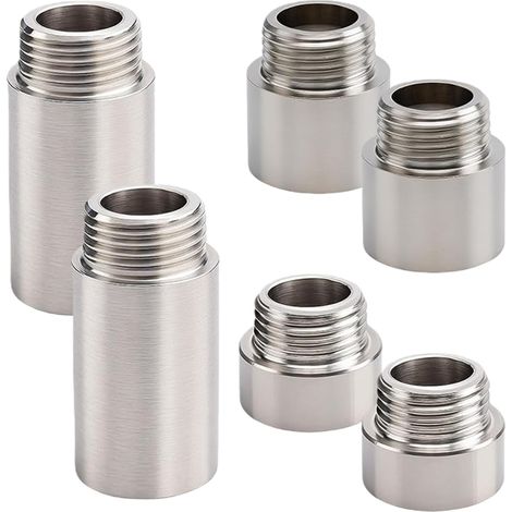 Lot de 6 rallonges de robinet - 1/2" - En acier inoxydable - 20/35/50 mm - Deux avec raccord fileté solide - Pour robinets, valves d'angle et pommes de douche (1/5)