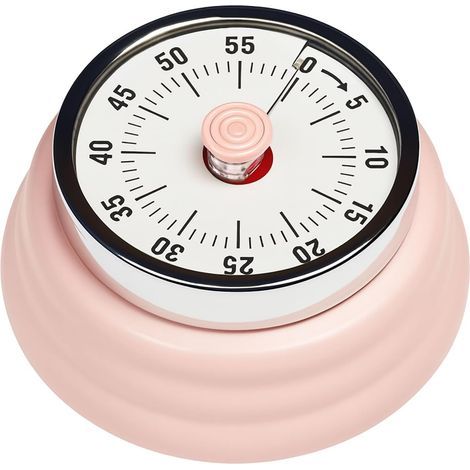 Vintage magnetischer Küchentimer aus Edelstahl mit 60-Minuten-Countdown und lautem akustischem Alarm – Rosa (1/5)