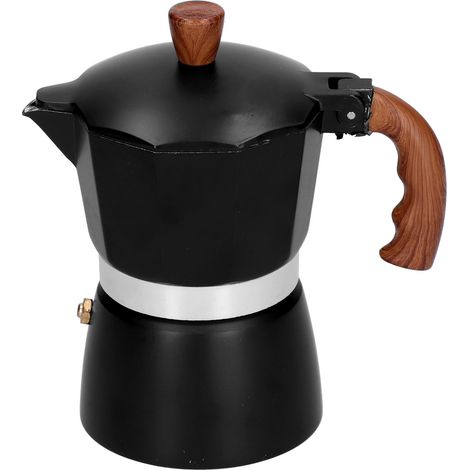 Cafetière Moka portable en alliage d'aluminium avec poignée isolante pour la maison et le bureau, 150 ml (3 tasses) (1/5)