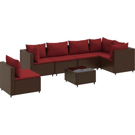 Maison Exclusive - 7-tlg. Garten-Lounge-Set mit Kissen Braun Poly