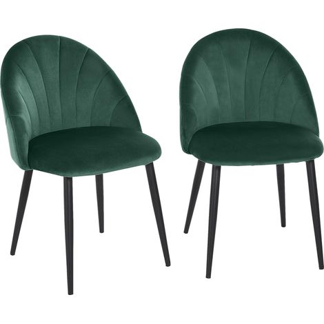 Lot de 2 chaises de Salle à Manger Chaise de Cuisine Velours Pieds métal vert dim. 52L x 54l x 79H cm (1/5)