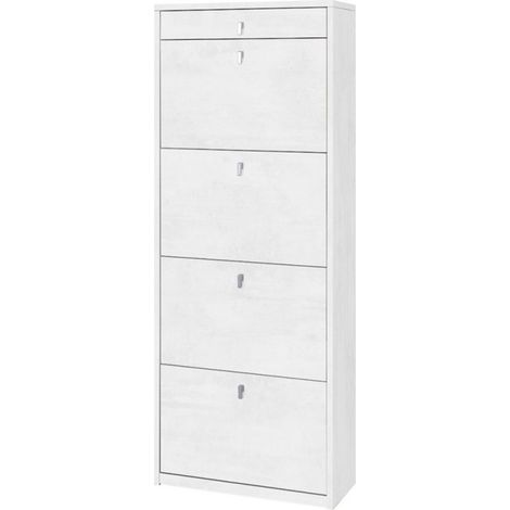 Zapatera de 4 puertas y 1 cajón 63L x 29P x h164 – Acabado Blanco Mate – Sarmog (1/3)