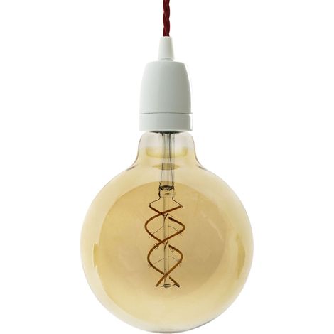 creative cables - Lampada a sospensione Made in Italy completa di cavo tessile trecciato e finiture in porcellana