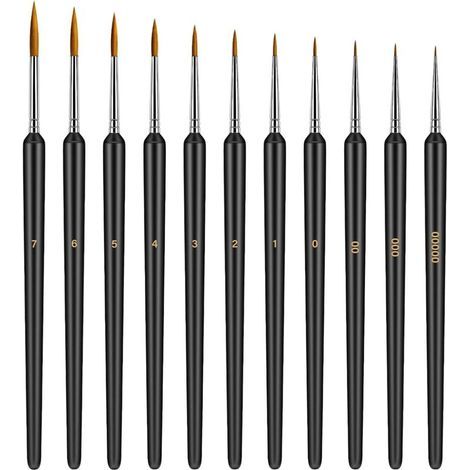 11 Pièces Pinceaux Peinture De Détail, Ldéal Pinceau Fins pour Maquettes/Nail Art Ongles, Pinceau Fin Peinture pour Aquarelle, Acrylique, Figurine, Modelisme (1/4)