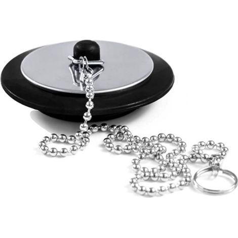 Tappo universale per vasca da bagno con catenella in acciaio inox, tappo di ricambio per vasca da bagno, tappo di scarico per bagno e cucina. (1/5)
