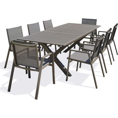 FLORIDE - Set da pranzo da giardino 8 posti in alluminio - DCB GARDEN