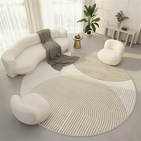 Tapis rond doux en velours, bordures finies, antidérapant et lavable pour toutes pièces (1/5)