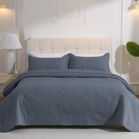Couvre-Lit, Couette, Couverture De Chambre Courtepointe Légère, Couverture De Lit à Motif Tournesol comme Housse De Canapé Drap De Lit (Bleu Gris, 170x210cm (Blanket Only)) (1/5)