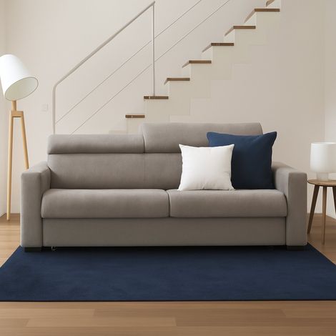 Dmora - Schlafsofa Daara, 3-Sitzer-Sofa, 100% Made in Italy, Wohnzimmersofa mit drehbarer Öffnung, mit verstellbaren Kopfstützen und schlanken Armlehnen, Cm 200x95h85, Turteltaube (1/5)