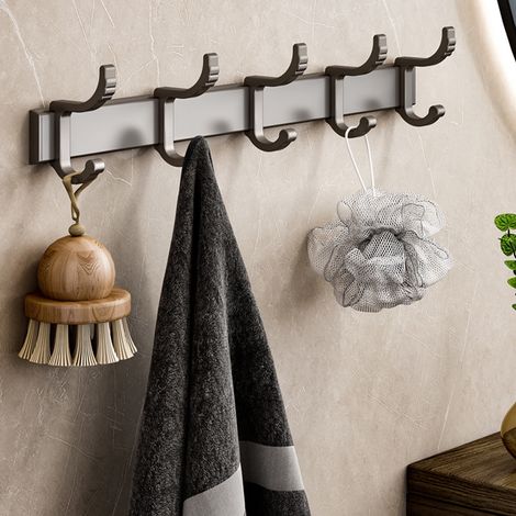 Perchero de pared con 5 barras de gancho de metal de acero inoxidable de alta resistencia. (1/5)