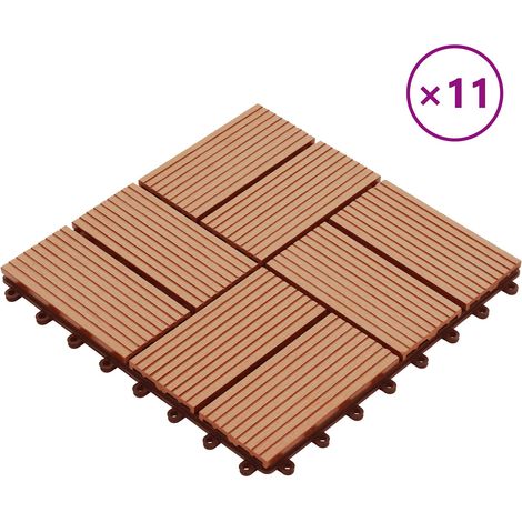 Carreau de terrasse 11 pcs Teck 30 x 30 cm WPC (1/5)