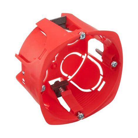 Boitier encastrement mur creux 1 poste rouge diamètre 67mm (1/2)
