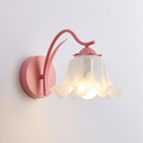 KOWOLL Applique murale vintage industrielle rose, abat-jour en acrylique en forme de fleur, luminaire mural pour chambre à coucher, couloir, salle à manger, entrée (rose) (1/5)