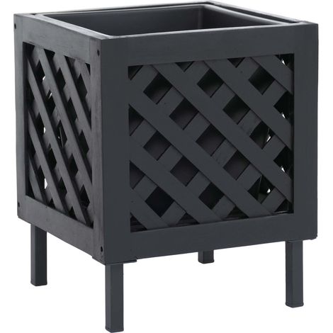 Pflanzkasten HHG-471, Blumen-/Pflanzkübel Blumenkasten, In-/Outdoor Akazie Holz MVG-zertifiziert 42x34x34cm schwarz