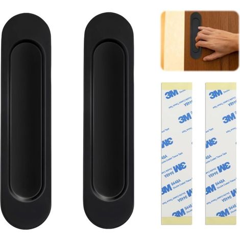 2 Pcs Poignée de Porte Coulissante 14,8cm Ovale Poignée Porte Coulissante Poignées de Porte Coulissante Auto Adhésives Poignée Encastrée pour Armoires