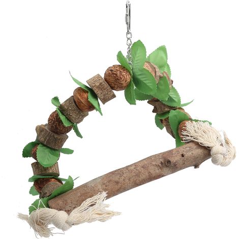 Balançoire pour oiseaux en bois, jouet à mâcher et à suspendre pour perroquets, accessoire pour cage. (1/5)