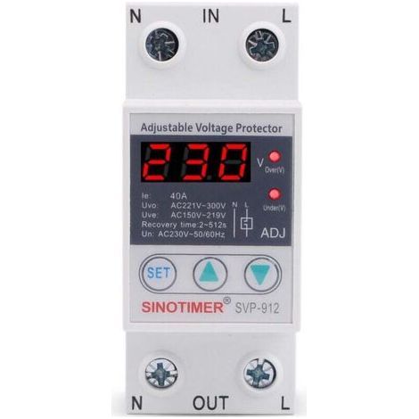 230V Voltage Regulator, Voltage Protection Relay, 230V Under Overvoltage Protection Adjustable Recovery Protection Relay Voltmeter SVP-912(63A) (1/4)